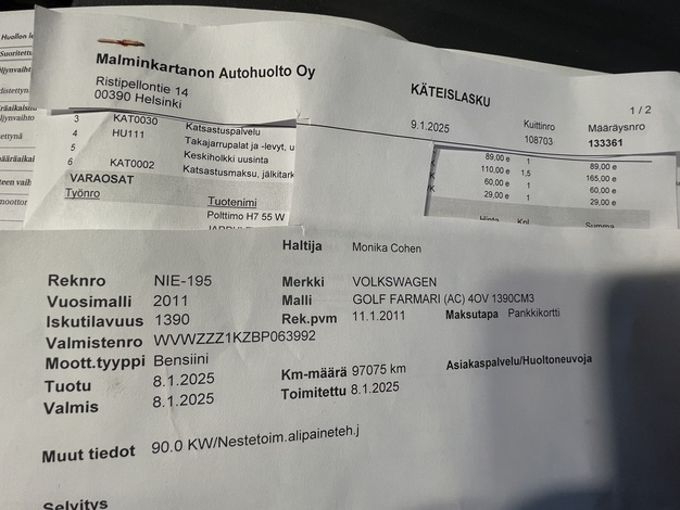 Volkswagen Golf Comfortline 1,4 TSI 90 kW 4-ovinen, vm. 2011, 101 tkm (14 / 14)